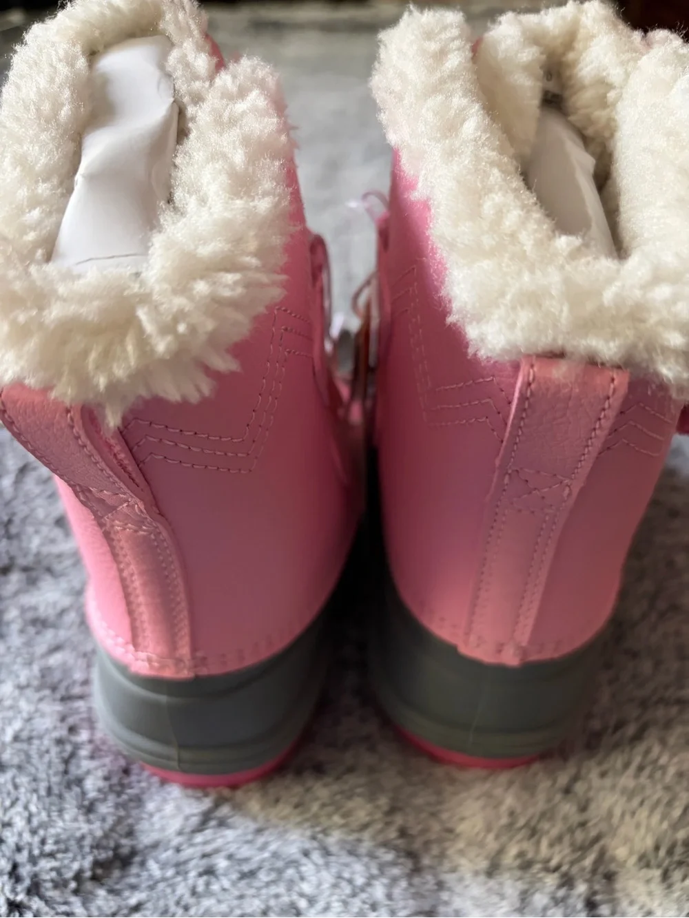 Cat & Jack Pink and Gray Girls Waterproof Winter Boots with Fleece Cuff